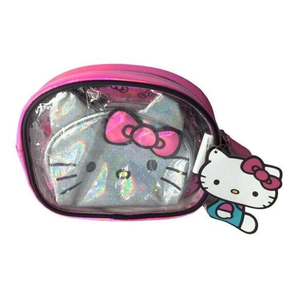 Sanrio Hello Kitty 3 Piece Clear Non-Leather Cosmetic Makeup Bag Set - Picture 2 of 5